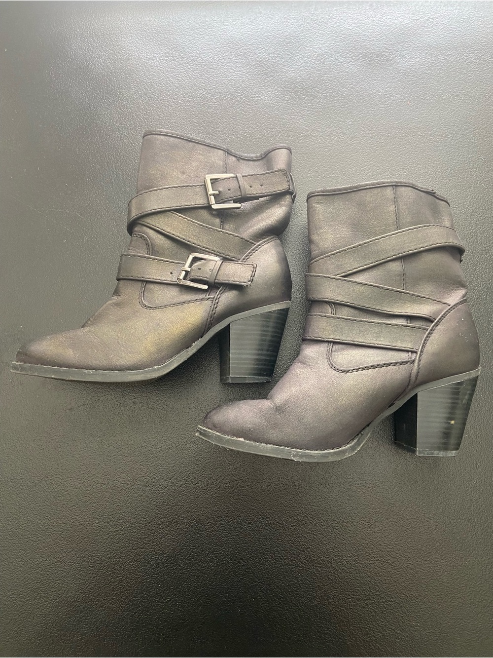Purple Strappy Buckle Boots